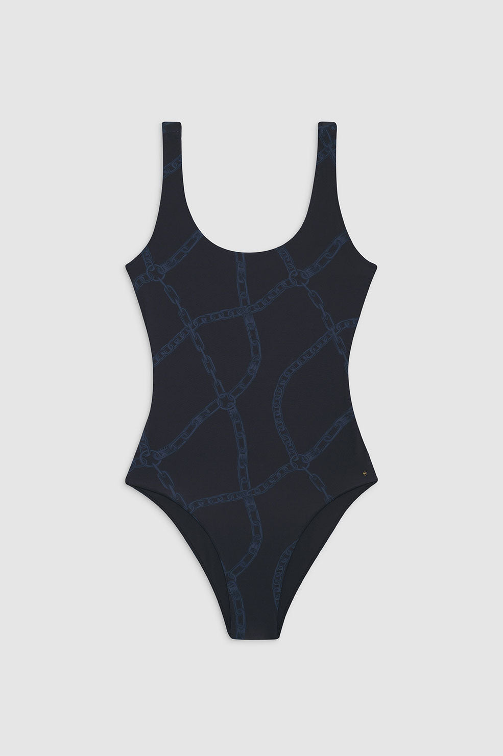 ANINE BING Jace One Piece - Navy Link Print - Front View