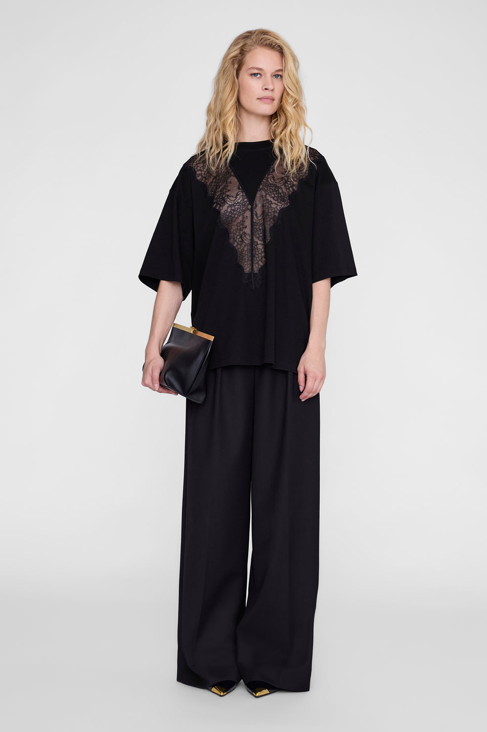 ANINE BING Jamila Top - Black - on model front