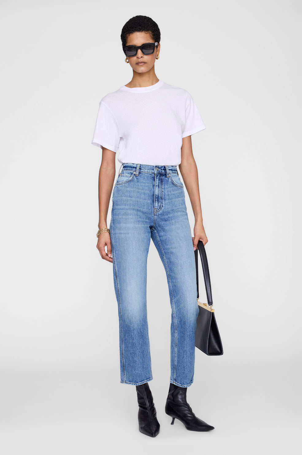 ANINE BING Jane Jean - Cascade Blue - on model front