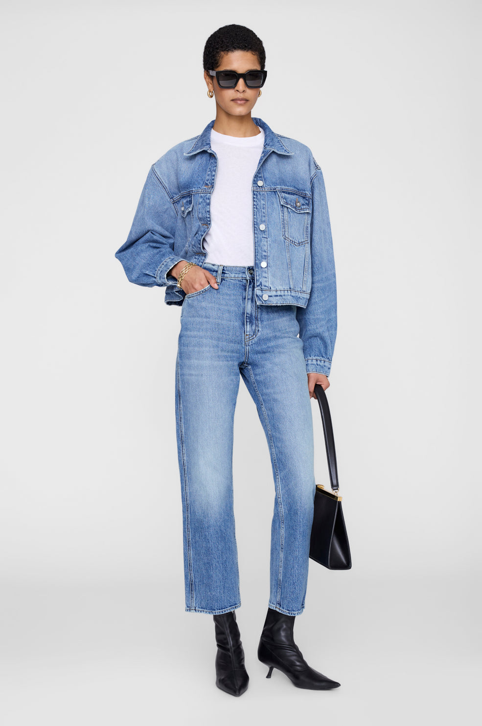 ANINE BING Jane Jean - Cascade Blue - on model front second image