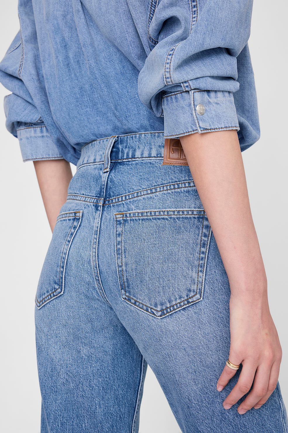 ANINE BING Jane Jean - Cascade Blue - on model detail second image 