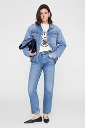 ANINE BING Jaylin Tee Collegiate - Washed Cream - on model back view