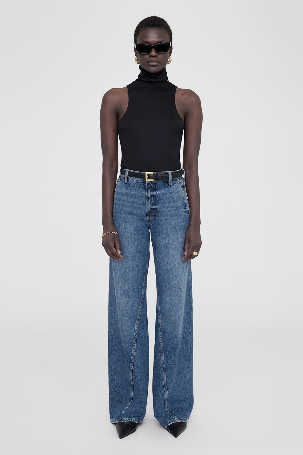 ANINE BING Jennie Top - Black - On Model Front