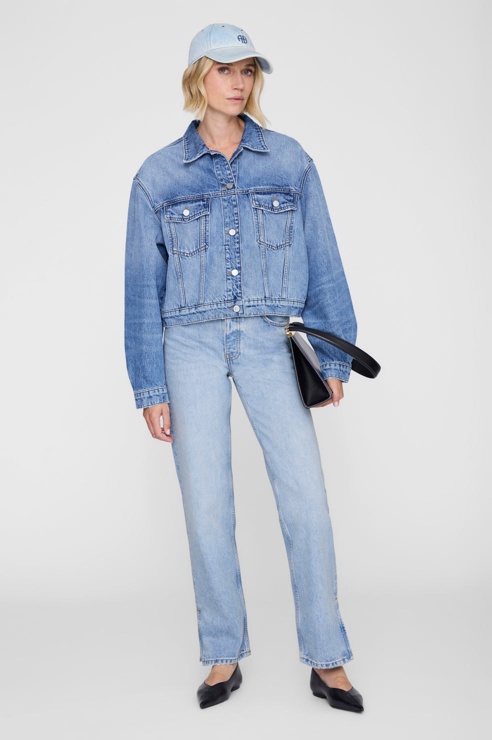 ANINE BING Jeremy Baseball Cap - Lucid Blue - on model front