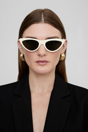 ANINE BING Jodie Sunglasses - Bone - On Model View