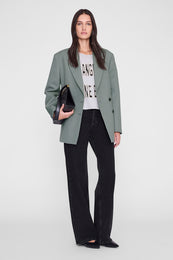 ANINE BING Johnny Cropped Tee - Grey Melange - on model front second image