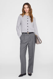 ANINE BING Joye Cardigan - Light Heather Grey - on model front