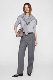 ANINE BING Joye Cardigan - Light Heather Grey - on model front second image