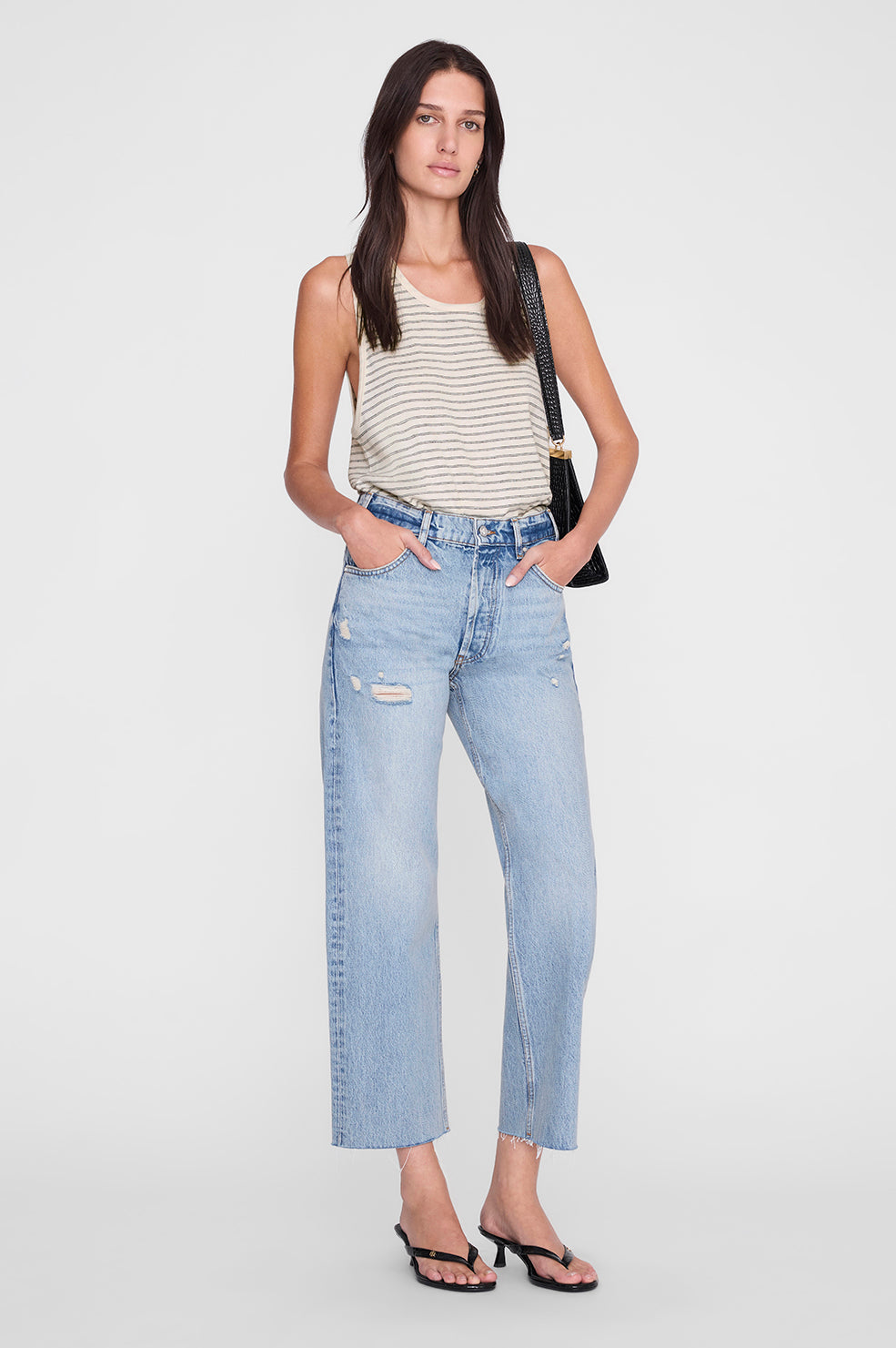 ANINE BING Juliann Tank - Black Stripe - on model front