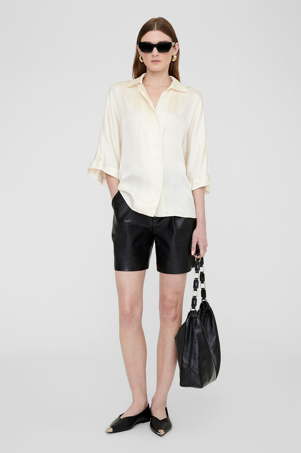 ANINE BING Julia Shirt - Ivory - On Model Front