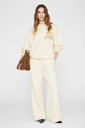 ANINE BING Kacey Sweatpant Monogram - Cream - on model front