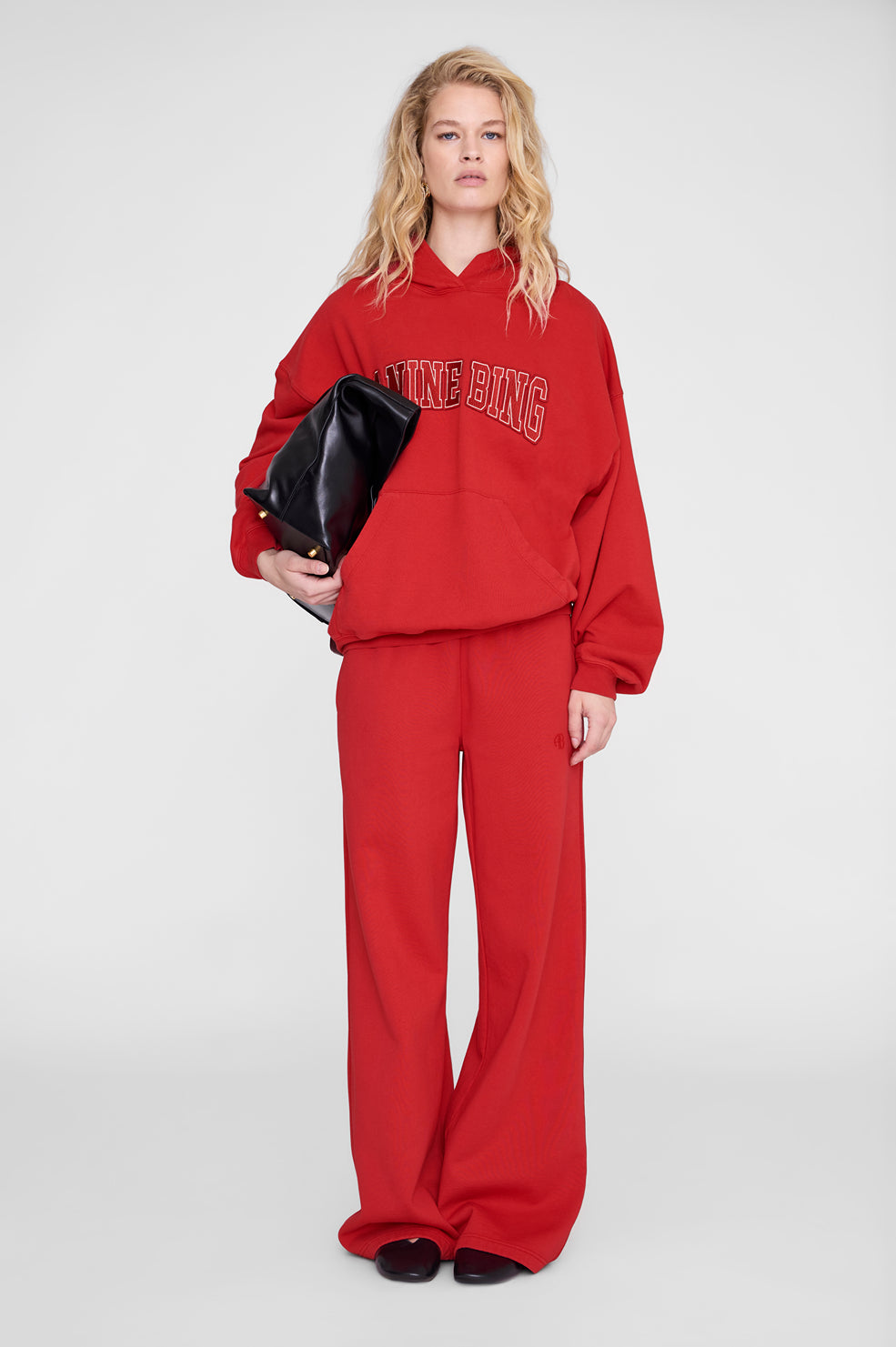 ANINE BING Kacey Sweatpant - Tango Red - on model front