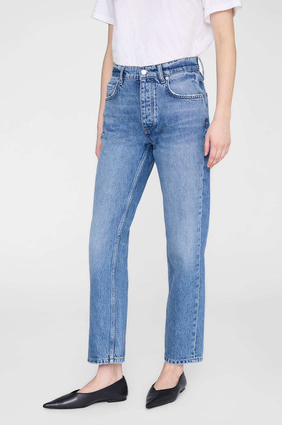 ANINE BING Kate Jean - Tidal Blue - on model front detail secon image