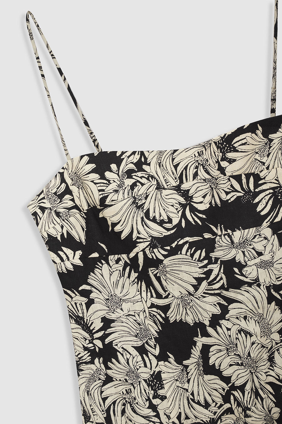 ANINE BING Keiran Dress - Black Floral Print - Detail View