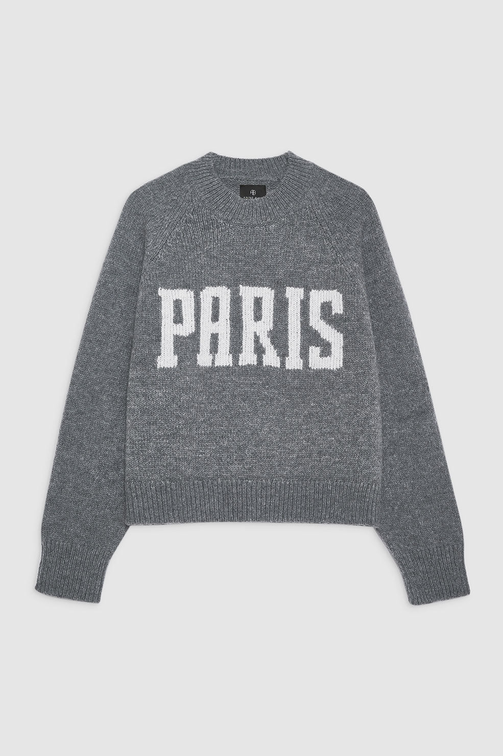ANINE BING Kendrick Sweater University Paris - Charcoal - Front View