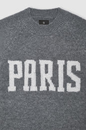 ANINE BING Kendrick Sweater University Paris - Charcoal - Detail View