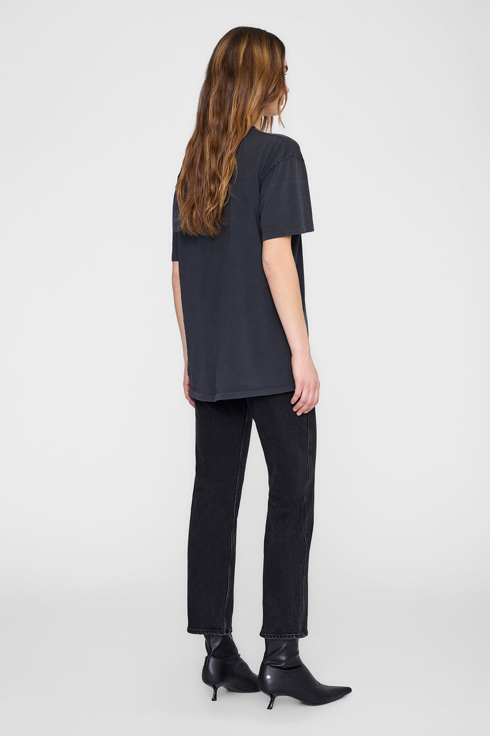 ANINE BING Kent Tee Eagle - Washed Black - on model back