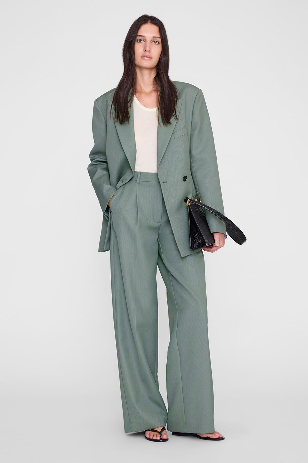 ANINE BING Kooper Tank - Cream - on model front second image