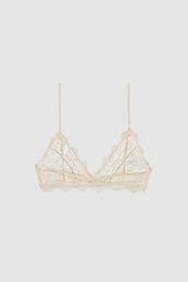 ANINE BING Lace Bra With Trim - Nude - Front View