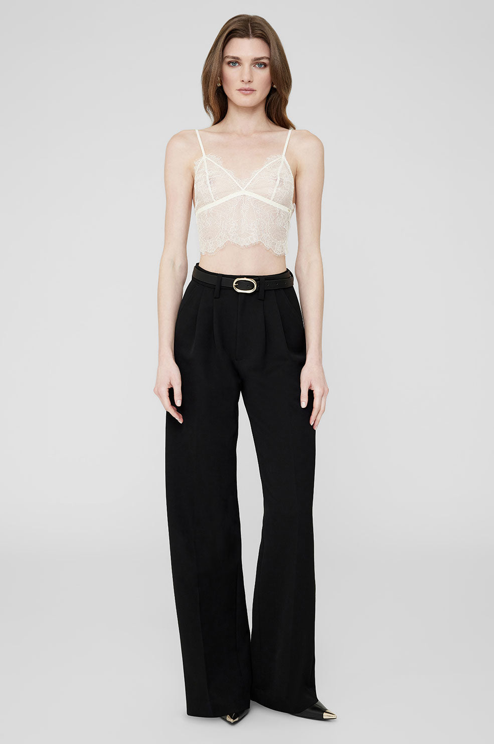 ANINE BING Lace Bralette - Ivory - On Model Front