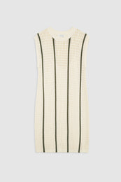 ANINE BING Lanie Dress - Ivory And Army Green Stripe - Front View