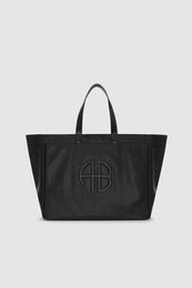 ANINE BING Large Rio Tote - Black Recycled Leather - Front View