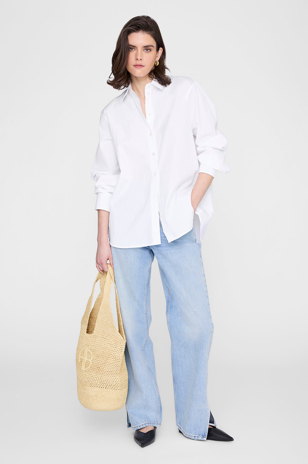 Leah Logo Hobo Raphia - Natural