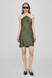 ANINE BING Leanne Mini Dress - Army Green - Model Front