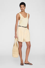 ANINE BING Lea Top - Butter Yellow - on model front