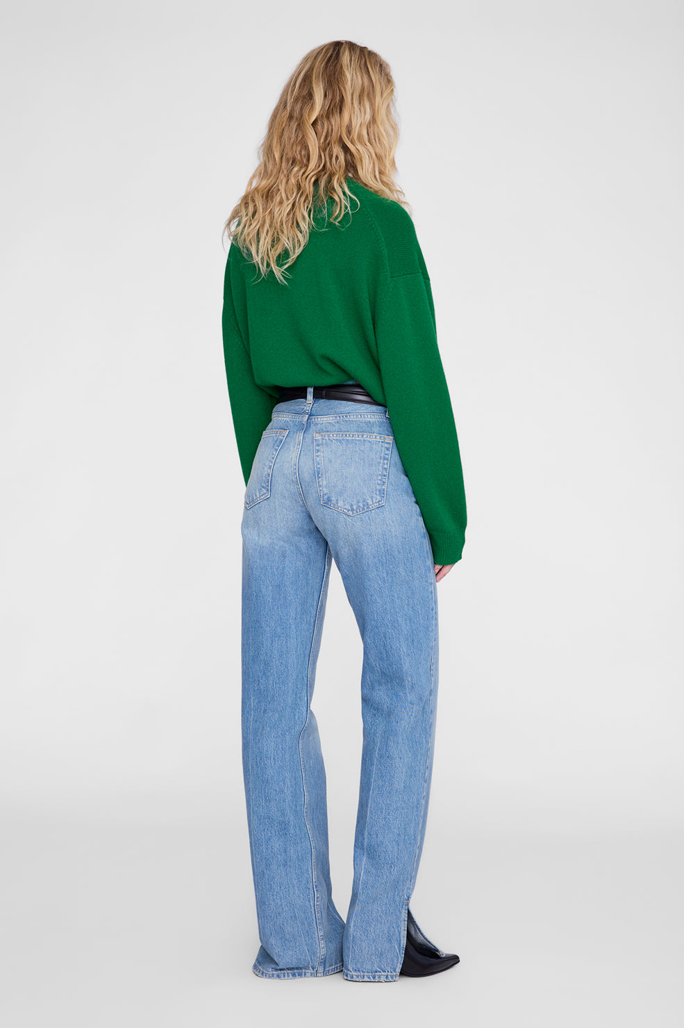 ANINE BING Lee Crew Sweater - Green - on model back