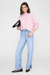 ANINE BING Lee Crew Sweater - Powder Pink - on model front