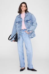 ANINE BING Lee Crew Sweater - Powder Pink - on model front second image