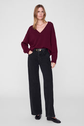 ANINE BING Lee Sweater - Burgundy - on model front