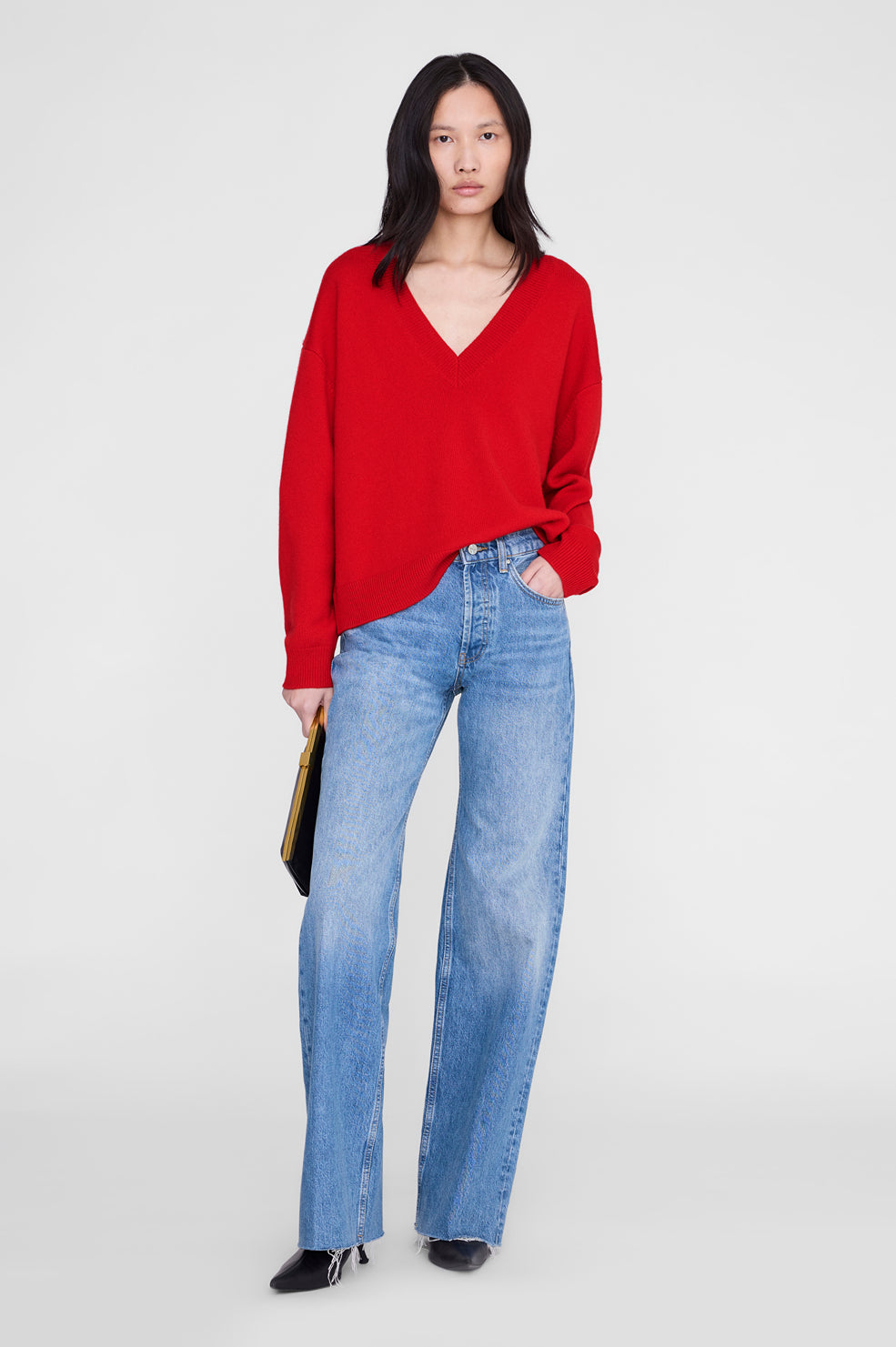 ANINE BING Lee Sweater - Tango Red - front view
