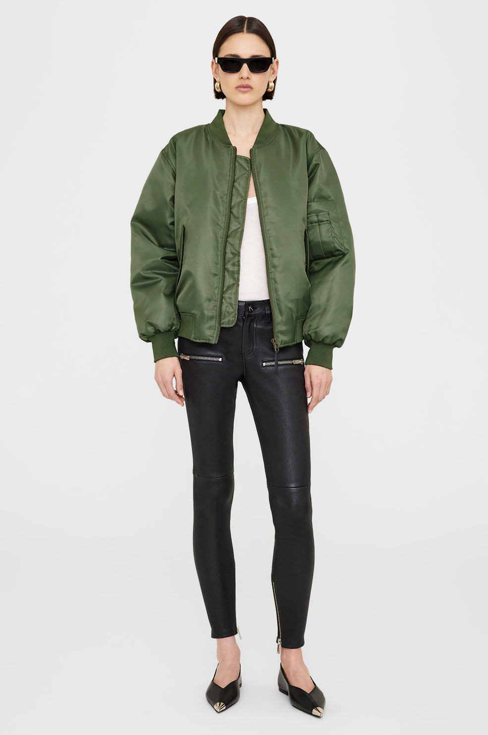 ANINE BING Leon Bomber - Army Green - on model front