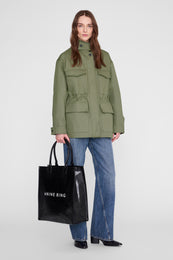 ANINE BING Leonie Coated Canvas Tote - Black - on model front