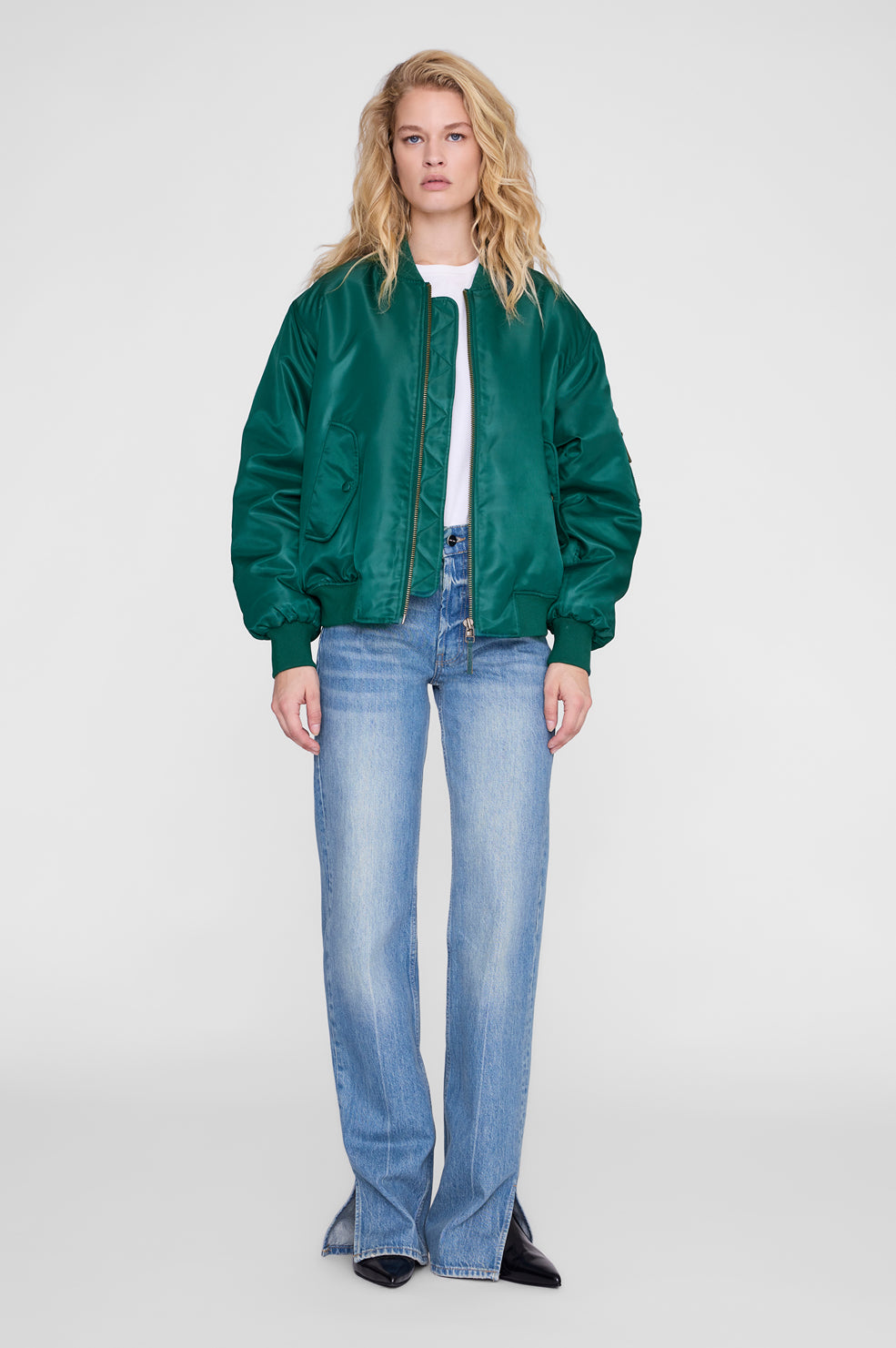 ANINE BING Leon Bomber - Deep Emerald - on model front