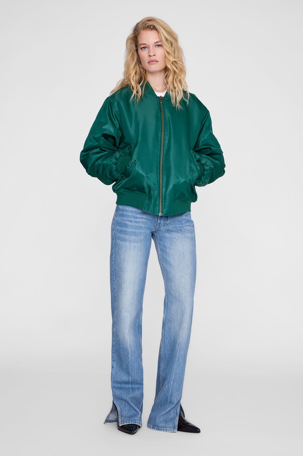ANINE BING Leon Bomber - Deep Emerald - on model front second image