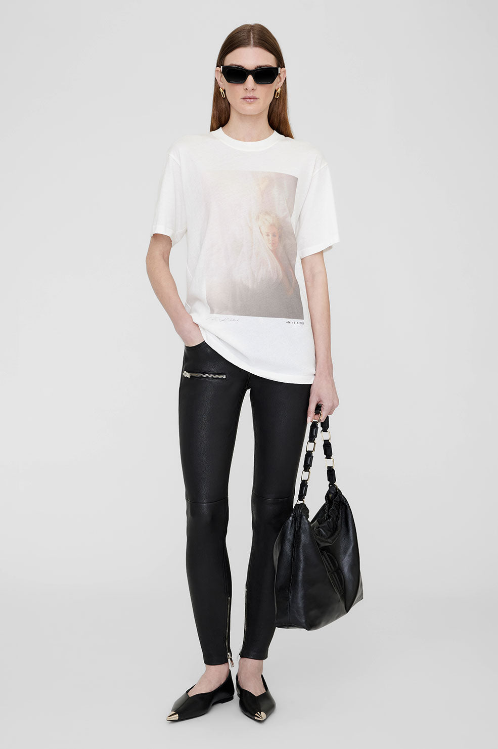 ANINE BING Lili Tee AB X Mm X Dk - Ivory - On Model Front