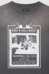 ANINE BING Lili Tee Ab X To X Rolling Stones - Washed Faded Black - Detail View