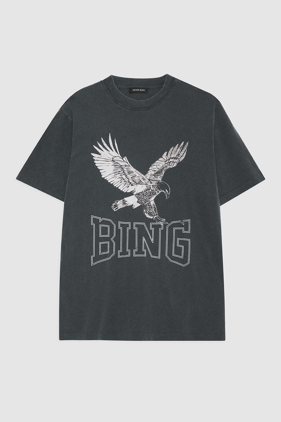 ANINE BING Lili Tee Retro Eagle - Washed Black - Front View