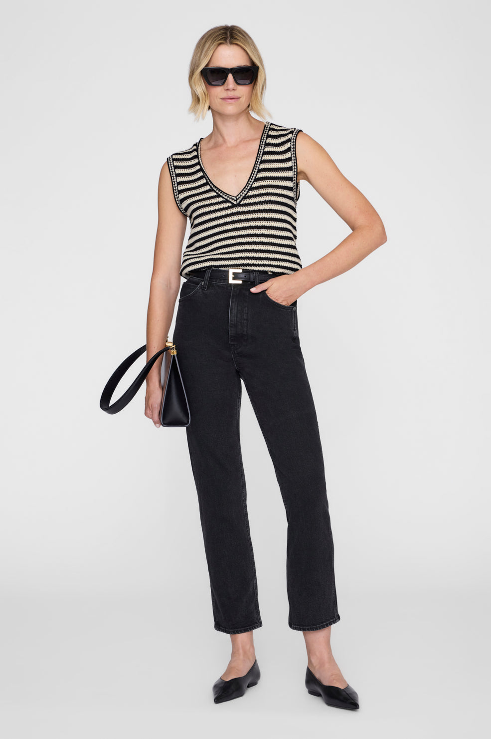 Lowen Sweater - Black And Ivory Stripe