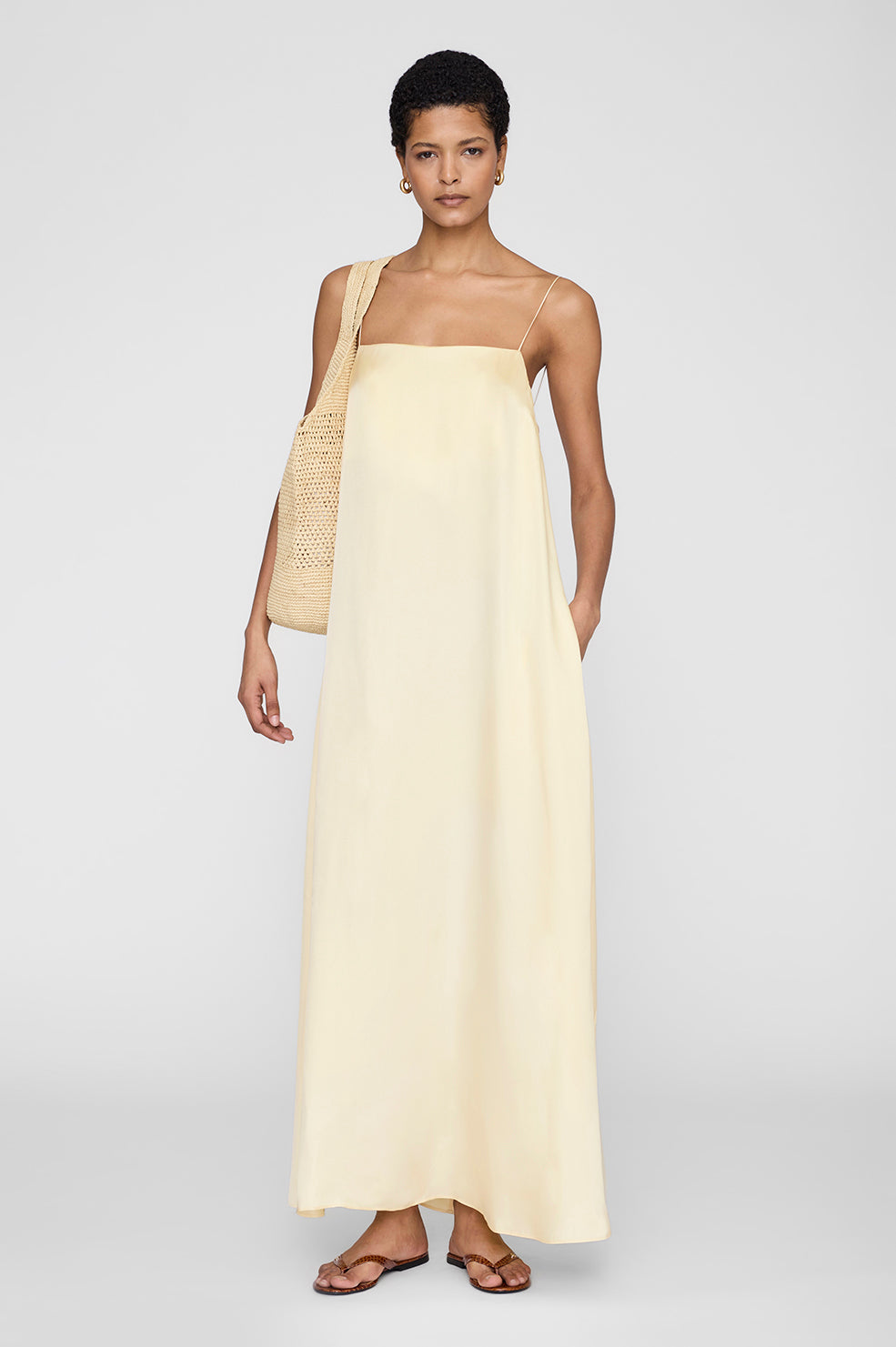 ANINE BING Mae Dress - Butter Yellow - on model front