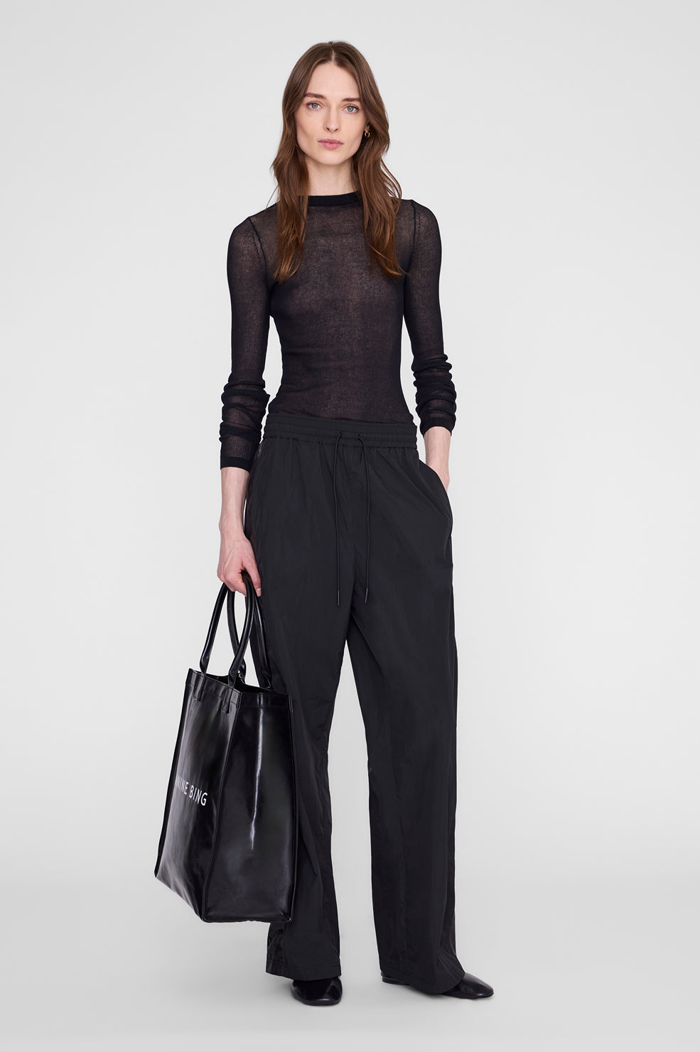 ANINE BING Maha Pant - Black - on model front third image