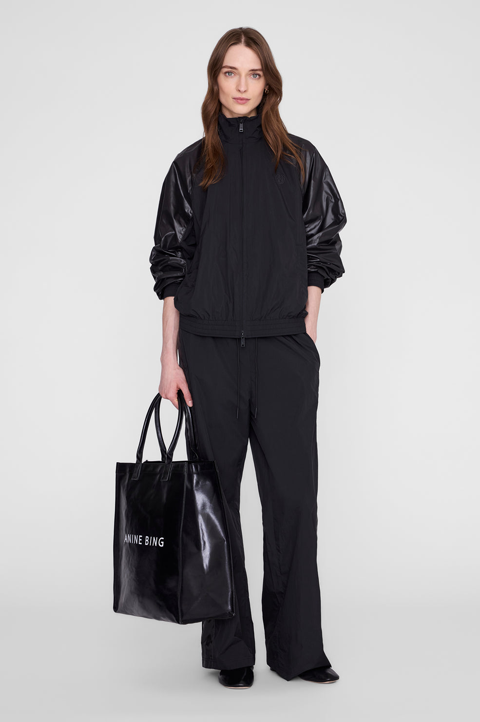 ANINE BING Maha Pant - Black - on model front second image