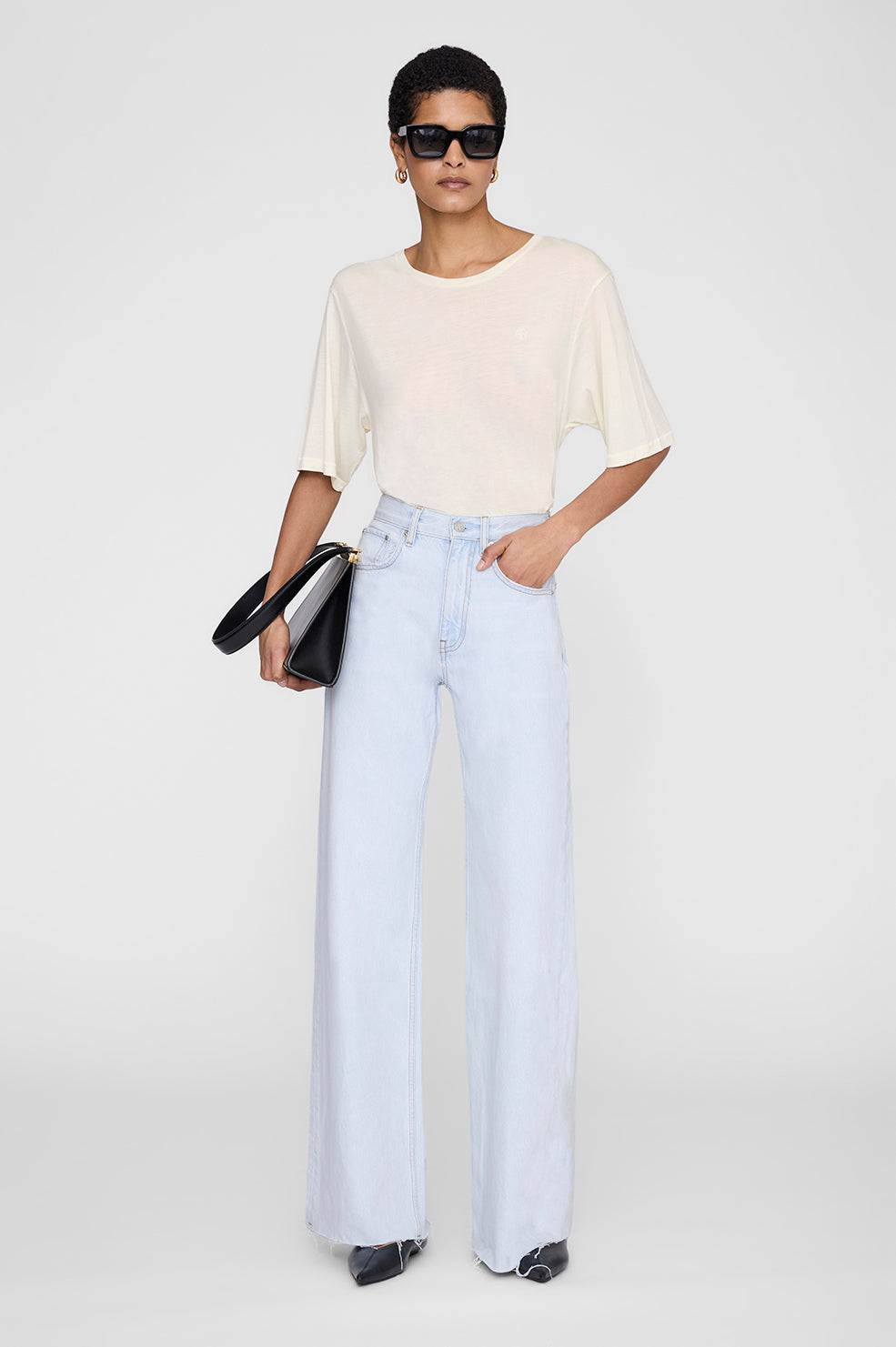 ANINE BING Margo Tee - Cream - on model front