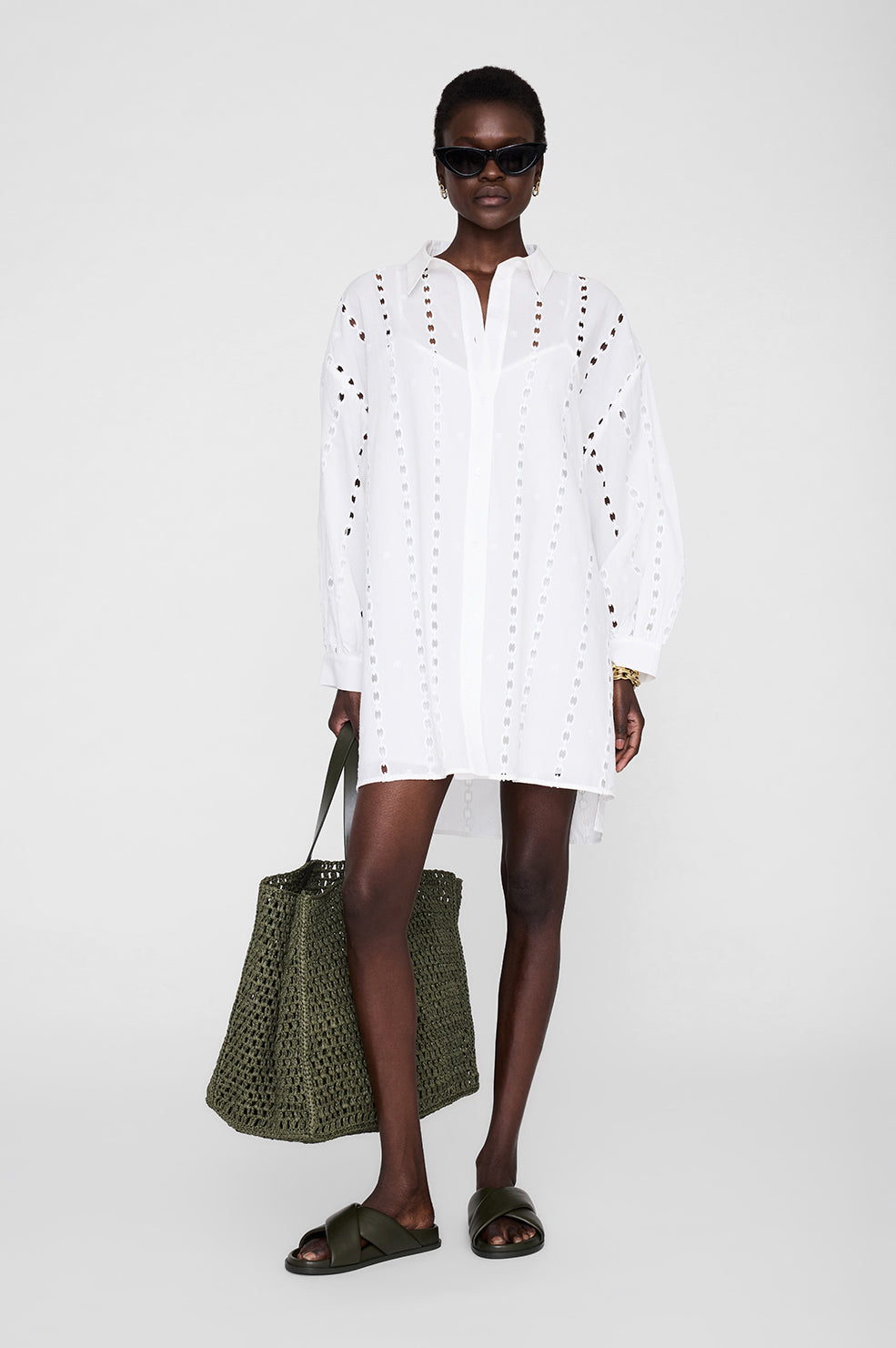 ANINE BING Marianne Dress - White - on model front