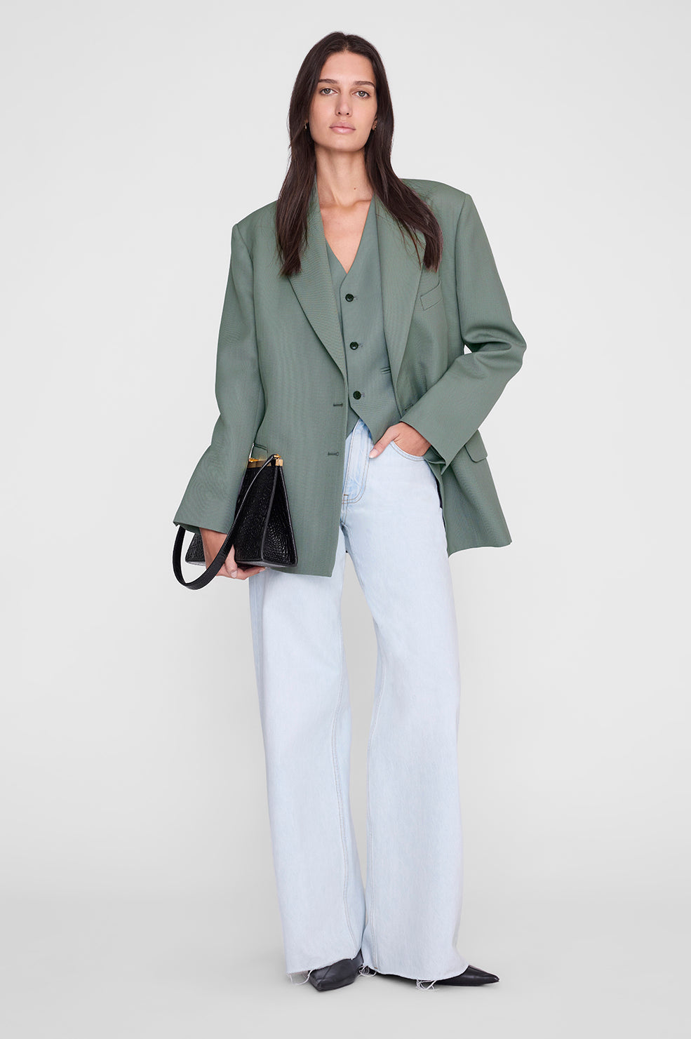 ANINE BING Mario Vest - Sage - on model front third