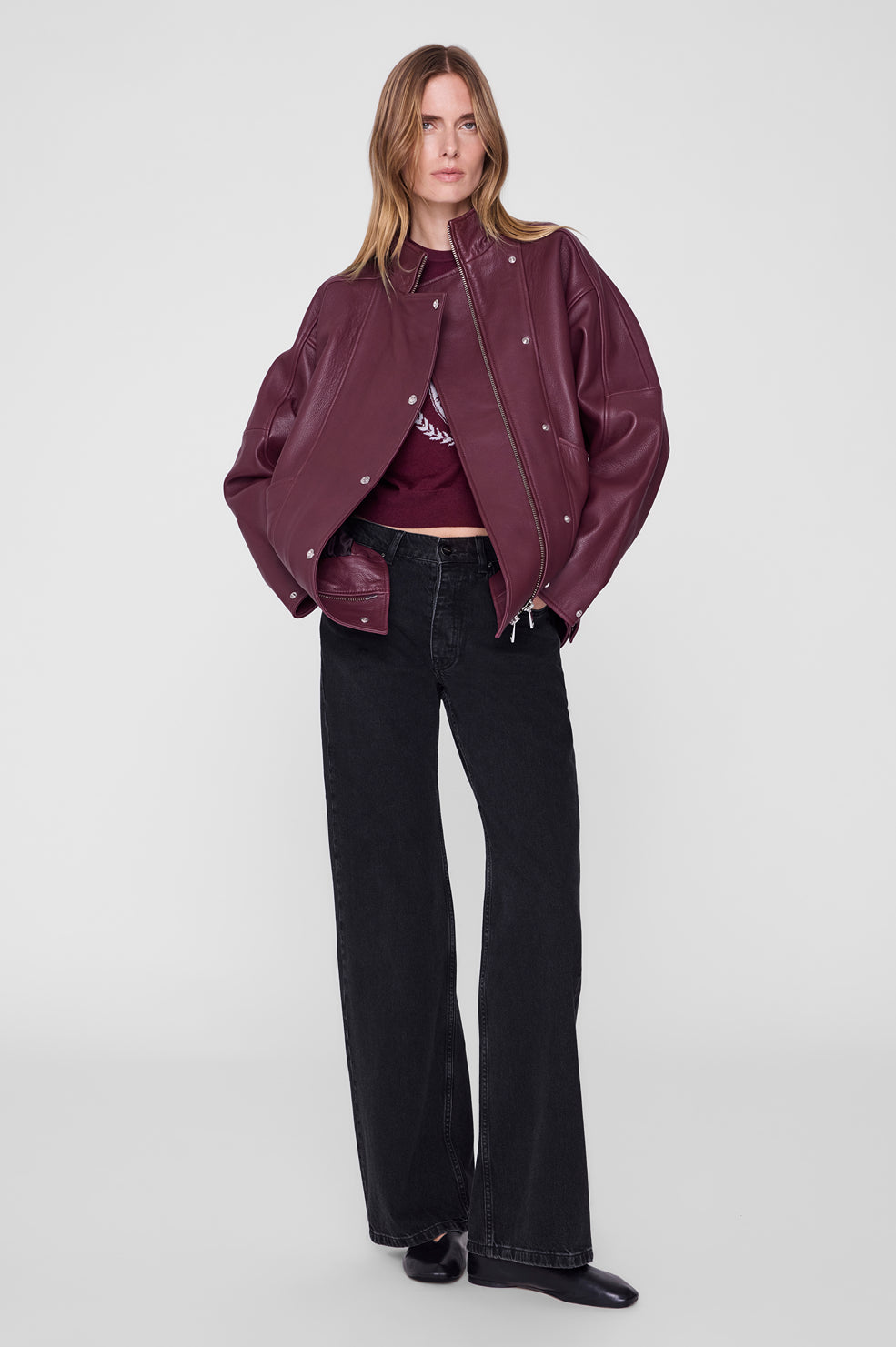 ANINE BING Mia Sweater - Burgundy - on model back