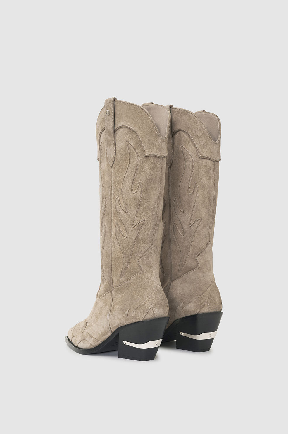 ANINE BING Mid Calf Tania Boots - Taupe Western - Back Pair View